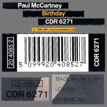 1990 10 08 BIRTHDAY - PAUL McCARTNEY DISCOGRAPHY - CDR 6271 - 5 099920 408527 - UK - pic 1