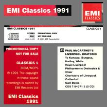 UK 1991 10 07 - PAUL McCARTNEY S LIVERPOOL ORATORIO - EMI CLASSICS 1991 - CLASSICS 1 - CARL DAVIS - PROMO - pic 3
