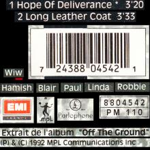 1992 12 28 HOPE OF DELIVERANCE - PAUL McCARTNEY DISCOGRAPHY - 7 24388 04542 1 - FRANCE - pic 1