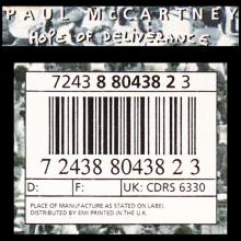 1992 12 28 HOPE OF DELIVERANCE - PAUL McCARTNEY DISCOGRAPHY - CDRS 6330 - 7 2438 80438 2 3 - UK  - pic 1