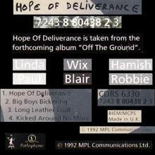 1992 12 28 HOPE OF DELIVERANCE - PAUL McCARTNEY DISCOGRAPHY - CDRS 6330 - 7 2438 80438 2 3 - UK  - pic 5