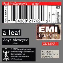 1995 04 21 A LEAF -ANYA ALEXEYEF - PAUL McCARTNEY DISCOGRAPHY - CD LEAF 1 - 7 24388 21762 0 - UK - pic 4