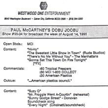 1995 08 12 - PAUL McCARTNEY RADIO SHOW - WESTWOOD ONE - OOBU JOOBU - SHOW 95-33 - 95-34 - pic 6