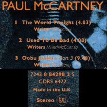 1997 07 07 THE WORLD TONIGHT - PAUL McCARTNEY DISCOGRAPHY - UK - 7 24388 42982 5 - CDRS 6472 - pic 1
