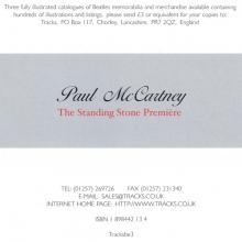 1997 10 14 Paul McCartney The Standing Stone Première Paul Wane Book - pic 1