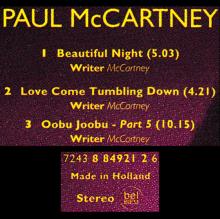 1997 12 15 BEAUTIFUL NIGHT - PAUL McCARTNEY DISCOGRAPHY - HOLLAND - 7 24388 49212 6 - pic 1