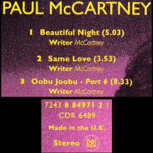 1997 12 15 BEAUTIFUL NIGHT - PAUL McCARTNEY DISCOGRAPHY - UK - 7 24388 49712 1 - CDR 6489 - pic 1