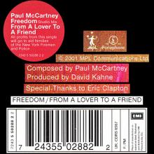 2001 11 05 FREEDOM - PAUL McCARTNEY DISCOGRAPHY - 7 24355 02882 2 - CDRS 6567 -EU / UK - pic 4