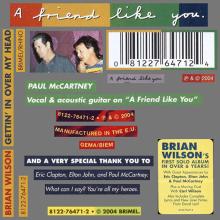 2004 06 22 UK⁄EU⁄GER Brian Wilson-Gettin'In Over My Head - A Friend Like You ⁄ 8122-76471-2 ⁄ 0 81227 64712 4 - pic 1