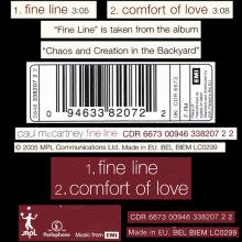 2005 08 29 FINE LINE ⁄ COMFORT OF LOVE - PAUL McCARTNEY DISCOGRAPHY - 0 94633 82072 2 - CDR 6673 - EU / UK - pic 4
