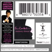 2007 06 04 PAUL McCARTNEY - MEMORY ALMOST FULL - 8 88072 30358 4 - 2CDSET DELUXE LIMITED EDITION - EU / GERMANY - pic 5