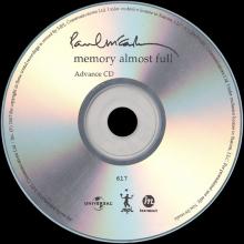 UK 2007 06 04 - PAUL McCARTNEY - MEMORY ALMOST FULL - ADVANCE CD - PROMO CD - pic 1
