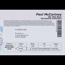 2012 PAUL McCARTNEY "ON THE RUN" - TICKET 2012 03 28 SPORTPALEIS ANTWERPEN - pic 1