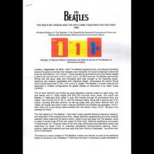 2015 11 06 - 2000 11 13 THE BEATLES 1 - A - PRESS INFO - UK - pic 1