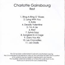 UK 2017 11 17 - CHARLOTTE GAINSBOURG - REST - SONGBIRD IN A CAGE - PROMO CDR - UK - pic 2