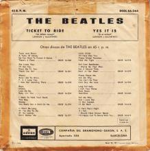 SPAIN 1965 06 10 - DSOL 66.064 - TICKET TO RIDE ⁄ YES IT IS - SLEEVE 02 LABEL D 3 - pic 1