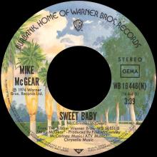 1974 09 13 - MIKE McGEAR - LEAVE IT ⁄ SWEET BABY - GERMANY - WARNER BROS - WB 16 446(N) - pic 5