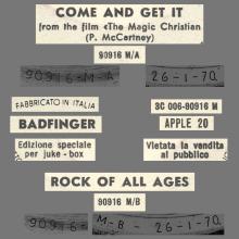 BADFINGER - COME AND GET IT - ITALY - JUKE-BOX - 3C 006-90916 M ⁄ APPLE 20  - pic 2