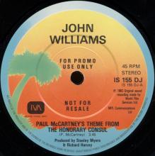 JOHN WILLIAMS - PAUL MCCARTNEY'S THEME FROM THE HONORARY CONSUL -PROMO- IS 155 DJ  - pic 3