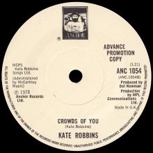 KATE ROBBINS - TOMORROW ⁄ CROWDS OF LOVE - UK - ANCHOR RECORDS - ANC 1054 - PROMO - pic 1