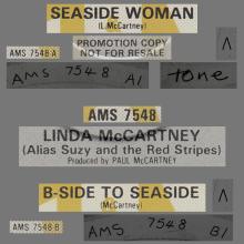 LINDA McCARTNEY 3 ALIAS SUZY AND THE REED STRIPES - SEASIDE WOMAN - AMS 7548 - pic 2