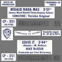 MIKE McGEAR - LEAVE IT ⁄ REGALO NADA MAS - WB - CP-251 - SPAIN - PROMO - pic 4