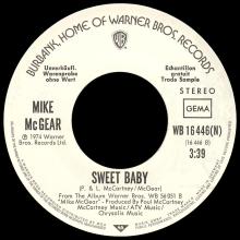 MIKE McGEAR - LEAVE IT ⁄ SWEET BABY - WARNER BROS - WB 16 446(N) - PROMO - GERMANY - pic 4