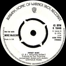 MIKE McGEAR - LEAVE IT ⁄ SWEET BABY - UK - WARNER BROS - K 16446 - PROMO  - pic 4