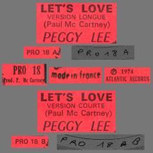PEGGY LEE - LET'S LOVE ⁄ LET'S LOVE - FRANCE - ATLANTIC - PRO 18 - PROMO - pic 1