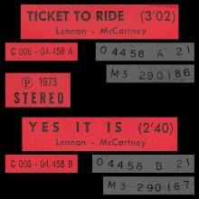 THE BEATLES FLASH BACK - J 2C 006-04458 - TICKET TO RIDE ⁄ YES IT IS  - pic 1