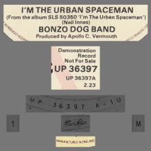 BONZO DOG BAND - I'M THE URBAN SPACEMAN - UNITED ARTISTS - UP 36397 - UK - PROMO - pic 2