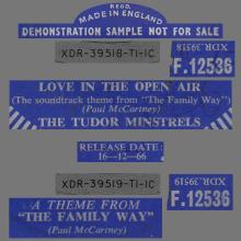 THE TUDOR MINSTRELS - LOVE IN THE OPEN AIR ⁄ A THEME FROM  "THE FAMILY WAY" - UK - DECCA - F.12536 - PROMO - pic 1