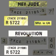 1968 08 26 - 1988 08 26 - O3 - HEY JUDE ⁄ REVOLUTION - R 5722 - BARCODED SLEEVE - SOLID CENTER - SOUTHALL PRESSING  - pic 1