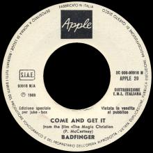BADFINGER - COME AND GET IT / ROCK OF ALL AGES - ITALY - JUKE-BOX - 3C 006-90916 M ⁄ APPLE 20 - pic 1