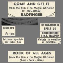 BADFINGER - COME AND GET IT / ROCK OF ALL AGES - ITALY - JUKE-BOX - 3C 006-90916 M ⁄ APPLE 20 - pic 2