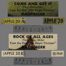 BADFINGER - COME AND GET IT / ROCK OF ALL AGES - NORWAY - APPLE 20 - pic 1