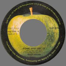 BADFINGER - COME AND GET IT / ROCK OF ALL AGES - YUGOSLAVIA - SAP 8350 ⁄ APPLE 20 - pic 3