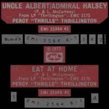 PERCY "THRILLS" THRILLINGTON - UNCLE ALBERT⁄ADMIRAL HALSEY ⁄ EAT AT HOME - UK - EMI 2594 -1977 04 29 - pic 1