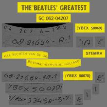 THE BEATLES DISCOGRAPHY HOLLAND 1967 01 06 - 1978 - BEATLES GREATEST - YELLOW ODEON - 5C 062-04207 ⁄ 038 CRY 04 207 - CRYSTAL - pic 1