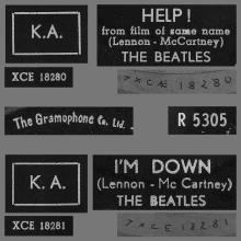THE BEATLES DISCOGRAPHY BELGIUM 030 - HELP / I'M DOWN - R 5305 - pic 1