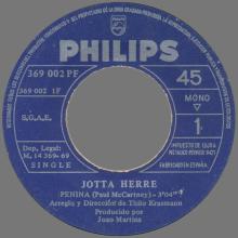 CARLOS MENDES - JOTTA HERRE - PENINA - 1969 07 14 - SPAIN - PHILIPS - 369 002 PF - pic 3