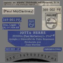 CARLOS MENDES - JOTTA HERRE - PENINA - 1969 07 14 - SPAIN - PHILIPS - 369 002 PF - pic 4