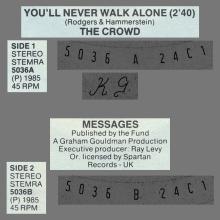 CHARITY 1985 - BRADFORD CITY DISASTER FUND - YUO'LL NEVER WALK ALONE - MESSAGES - THE CROWD - DURECO 5036 - BENELUX  - pic 4