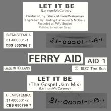 CHARITY 1987 - FERRY AID - THE ZEEBRUGGE FERRY DISASTER MARCH 6TH, 1987 - LET IT BE - CBS 650796 7 - AID 1 - HOLLAND - pic 4