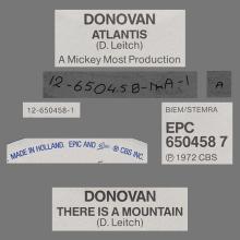 DONOVAN - ATLANTIS - HOLLAND - EPIC - EPC 650458 7 -1968 - pic 1