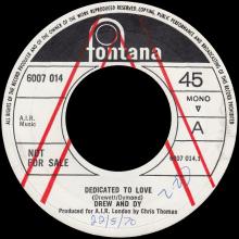DREW AND DY - DEDICATED TO LOVE ⁄ TAURUS THE BULL - FONTANA 6007 014 -UK PROMO - pic 3