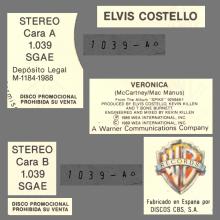 ELVIS COSTELLO - 1989 - VERONICA - SPAIN - 1.039 - PROMO - CARA A - CARA B - pic 4