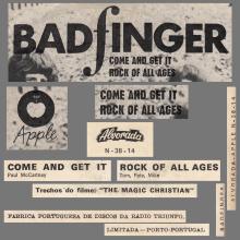 BADFINGER - COME AND GET IT / ROCK OF ALL AGES - PORTUGAL - APPLE RECORDS N-38-14 - pic 6