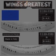1978 12 01 WINGS GREATEST - 3C 064-61963 - COLORED BLUE VINYL - ITALY - pic 1