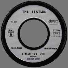 THE BEATLES DISCOGRAPHY FRANCE - OLDIES BUT GOLDIES - 090 L8-P4 - I NEED YOU ⁄ DIZZY MISS LIZZY - E 2C 010-04455 - pic 1